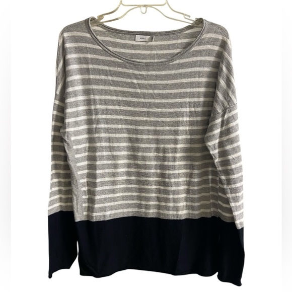 Vince striped colorblock slub sweater pullover crewneck Large - Picture 1 of 8